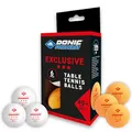 Produktbild: Donic-Schildkröt Tischtennisball Exclusive 3-Stern, Poly 40+ Qualität, für fortgeschrittenes Freizeitspiel und intensives Training, 6 STK., 3X weiß / 3X orange