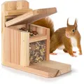 Produktbild: Waldfunk Eichhörnchen Futterhaus I Wetterfeste Futterstation aus verschraubtem Massiv-Holz I mit Leinöl Behandlung - für Eichhörnchenfutter - Naturbelassen