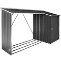 Produktbild: Duramax WoodStore Combo 8 x 3 Kaminholzunterstand, Holzlager mit seitlich geschlossenem Stauraum, Tür mit Schlüssel abschließbar, Boden zum Anheben des Holzes, Anthrazit