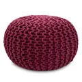 Produktbild: Amago home Strickhocker Pouf Ø45 o. 55cm Bodenkissen Sitzpouf XXL Baumwolle nachhaltig Größe ø 45 cm, Farbe Bordeaux