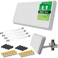 Produktbild: Sat Flachantenne Quad LNB HD Sat Anlage für 4 Teilnehmer H30D4+ kompakte Sat-Antenne mit Fensterhalterung und Zubehör SET – starke Empfangsleis...