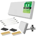 Produktbild: Sat Flachantenne Quad LNB HD Sat Anlage für 4 Teilnehmer H30D4+ kompakte Sat-Antenne mit Fensterhalterung und Zubehör Set - Starke Empfangsleistung für alle Satelliten von netshop 25