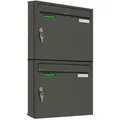 Produktbild: AL Briefkastensysteme 2 x Basic Wand Briefkasten DB Farbe 703 Eisenglimmer Grau für Post A4, wetterfest, Artikelnummer: 431P2EA1PDB703