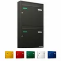 Produktbild: AL Briefkastensysteme Basic 2er Briefkasten DB 703 Eisenglimmer Grau 2 Fach DIN A4 wetterfest Briefkastenanlage mit Posthaltebügel und 2 Namensschildern