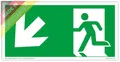 Produktbild: Schild Notausgang | extra langnachleuchtend | PVC selbstklebend 297x148mm | gemäß ASR A1.3 DIN 7010 DIN 67510 | Notausgangsschild Links schräg abwärts | Fluchtweg Rettungsweg | Dreifke® extra 160
