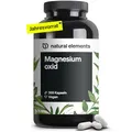 Produktbild: natural elements Magnesium - 365 Kapseln (Jahresvorrat) - 667mg, davon 400mg elementares Magnesium pro Kapsel - Laborgeprüft, hochdosiert, vegan