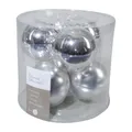 Produktbild: 6 Weihnachtskugeln / Christbaumkugeln, aus Glas, 80 mm, glanz/matt, silber
