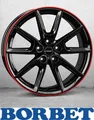 Produktbild: 4x Borbet LX18 8,0X18 5/108 ET45 Black Glossy Rim Red