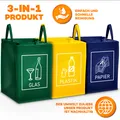 Produktbild: 3er Set Recycling Mülltrennsystem Glas Plastik Papier Mülleimer Mülltrenner