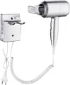Produktbild: QL Haartrockner Ionen mit Wandhalterung und USB-Steckdose, für Hotel Haus Silber