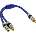 Produktbild: InLine® Cinch-Y-Kabel, PREMIUM, 1x Cinch Stecker zu 2x Cinch Buchse, 0,25m