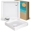 Produktbild: Duschwanne Quadrat-Brausewanne 90 x 90 x 6,5 cm Komplettset Wannenträger