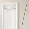 Produktbild: Cozyor Makramee Boho Vorhang + Klemmstange 70-120 cm ohne Bohren Türvorhang Fenstervorhang 132x200cm Raumtrenner, Wandbehang & Deko weiß Silber, Hochzeit Traubogen