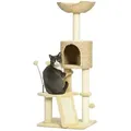 Produktbild: Katzen Kratzbaum 116 cm Katzenbaum mit Katzenhöhle, Katzenbett, Indoor Kletterturm mit Spielball, Kratzbrett, Plüsch Kratzmöbel für Katzen bis 5 kg,