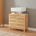 Produktbild: [en.casa] Waschbeckenunterschrank Epind Badezimmerschrank 60 x 66 x 30 cm Badschrank mit 2 Türen und 1 Ablage Waschtischunterschrank Bambus Natur