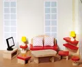 Produktbild: Puppenhausmöbel WOHNZIMMER Stube Puppenhaus Puppenstube Holz Biegepuppen Couch
