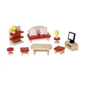 Produktbild: HOLZ-PUPPENMÖBEL WOHNZIMMER 13-TEILIG WOHN-ZIMMER PUPPE MÖBEL