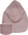 Produktbild: Dreamroots Bean Bag 80x80x120cm Sitzsack mit Lehne und Hocker und Bezug Sitzkissen Boden Chill Sack Bubibag Sitzsack Silver Pink
