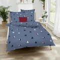 Produktbild: Kaeppel Seersucker Bettwäsche Sailing Boats marine 135x200 cm + 80x80 cm
