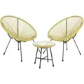 Produktbild: Bali Balkon Möbel Set Lounge Garnitur Relax Egg-chair Flecht-design Gelb - Svita