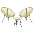 Produktbild: SVITA BALI Balkon Möbel Set Lounge Garnitur Relax Egg-Chair Flecht-Design Gelb