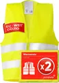 Produktbild: Purahelp Warnweste Auto - Europaweit gültig nach EN ISO 20471 (Reflektierende Warnweste Auto - Sicherheitsweste Auto Warnweste Gelb, 2-tlg) Warnschutzweste - Sicherheitswesten