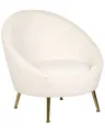 Produktbild: Sessel Samt weiß rund mit goldenen Metallbeinen Cocktailsessel glamourös Langa