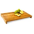 Produktbild: Relaxdays Schneidebrett 10017614 XL aus Bambus, 52 x 29 x 4,5cm, natur, Küchenbrett mit Saftrille