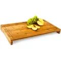 Produktbild: Relaxdays Schneidebrett Bambus HxBxT: ca. 4,5 x 52 x 29 cm, robustes Holzbrett, mit Saftrinne, Schneidunterlage, natur