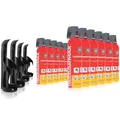 Produktbild: XENOTEC Premium Feuerlöschspray – 12 x 750ml – 4 Wandhalter - Stopfire – Autofeuerlöscher – REINOLDMAX – inklusive Wandhalterung schwarz – wiederverwendbar