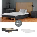 Produktbild: Bett 90x200 Matratze 2 Schubladen Lattenrost Polsterbett Bettkasten Homestyle4u