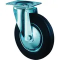 Produktbild: BS Rollen Transportrolle, Lenkrolle, Rad-Ø 125 mm, Tragf. 100 kg, Gummi schwarz, Bauhöhe 155 mm, Rollenlager