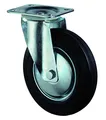 Produktbild: BS Rollen Transport-Lenkrolle, Anschraubplatte, Gummirad, Radkörper Stahl, 125 mm, schwarz, L400.B55.126