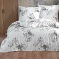 Produktbild: Bettwäsche 155x220 Baumwolle 4 tlg. Renforce Weiß Grau Geblümt Reißverschluss