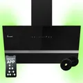 Produktbild: KKT KOLBE Dunstabzugshaube 90 cm 782 cbm/h Umluft Abluft Kopffrei Wandhaube Schwarz Glas Smart WiFi App WLAN RGBW-LED-Beleuchtung EASY9005SM