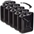 Produktbild: BW® Benzinkanister Metall 5x 20 Liter mit Ausgießer - Kraftstoffkanister Schwarz - RAL 9005 - TÜV-geprüft und UN-Zulassung - 0,9mm Stahl nach DIN 7274 - Made in Europe