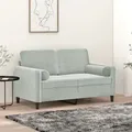 Produktbild: 2-Sitzer-Sofa mit Zierkissen Hellgrau 120 cm Samt - Vidaxl