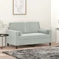 Produktbild: 2-Sitzer-Sofa mit Zierkissen Hellgrau 120 cm Samt