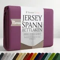Produktbild: Strauss Home® Jersey Spannbettlaken Spannbetttuch Bettlaken 100% Baumwolle Topper (10cm Höhe) 140x200-160x200cm Pflaume/Lila