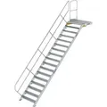 Produktbild: Treppe Mit Plattform 45° Stufenbreite 1.000 Mm 17 Stufen Aluminium Geriffelt - 600477 - Günzburger Steigtechnik