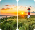 Produktbild: WENKO Herd-Abdeckplatte Universal Modell Leuchtturm, Glas, (Set, 2 tlg), Herdabdeckung für alle Herdarten, kratzfest, mit rutschfesten Füßen