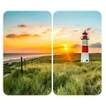 Produktbild: WENKO Herdabdeckplatte Universal Mod. Leuchtturm, höhenverstellbar für alle Herdarten, Schneidebrett und Spritzschutz, Glas, 30 x 52 cm, 2-teilig