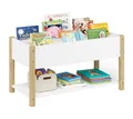 Produktbild: Bellabino Kinderregal Teme mit Fächern und Ablagefach, Bücherregal, Spielzeugregal aus Holz, 4 Fächer für Bücher, 1 Ablagefach für Spielzeug, weiß/natur