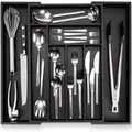 Produktbild: budu Besteckkasten #47 (Tiefe 47cm) aus Bambus - Schwarz - Schubladen Ordnungssystem für die Küche - Ausziehbar - Kitchen drawer organizer