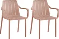 Produktbild: VORTIVO Gartenstuhl 2er Set Rosa – stapelbar, wetterfest, UV-beständig & bis 200 kg. Für Balkon, Terrasse, Garten & Esszimmer.