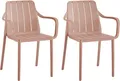 Produktbild: VORTIVO Stuhl Stapelstuhl – wetterfest, bis 200 kg, für Balkon, Terrasse & Esszimmer (2 St), Farbe: Rosa