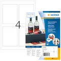Produktbild: HERMA 4603 Flaschenetiketten, 40 Blatt, 90 x 120 mm, 4 pro A4 Bogen, 160 Stück, selbstklebend, bedruckbar, glänzend, blanko Flaschenaufkleber Etiketten aus hochwertigem Papier, weiß