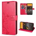 Produktbild: Hülle Kompatibel mit Google Pixel 6A | Premium PU Leder Handyhülle Wallet Case für Pixel 6A | Schutzhülle Blumen Klapphülle Handyhülle | Rot