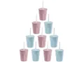 Produktbild: Engelland Becher Wiederverwendbare Plastikbecher mit Deckel und Strohhalm, 0,25 Liter, 10-tlg., Kunststoff, BPA-frei, spülmaschinengeeignet, lebensmittelecht, Temperaturbeständig