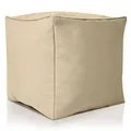 Produktbild: Green Bean Sitzsack-Hocker 40x40x40cm mit EPS-Perlen Füllung - Fußhocker Fußkissen Sitz-Pouf für Sitzsäcke - Bodenkissen für Kinder und Erwachsene - Fußablage Sitzkissen Sitzhocker Beige